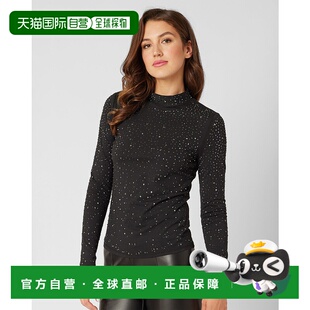 自营 adrienne landau镶钉立领上衣-深黑色 美国奥莱直发