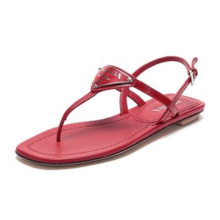 PRADA普拉达 1Y032M069 女士漆皮平底夹趾凉鞋