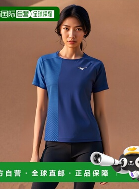 【日本直邮】Mizuno美津浓 网球服短袖 62JA0216 女士 蓝/深蓝 M