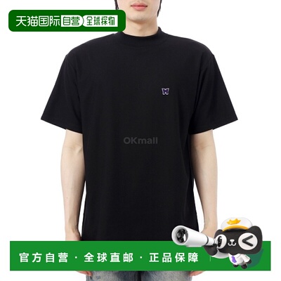 韩国直邮NEEDLES 短袖高领涤纶珠地网眼 T 恤 - 黑色 (QV353) 短/