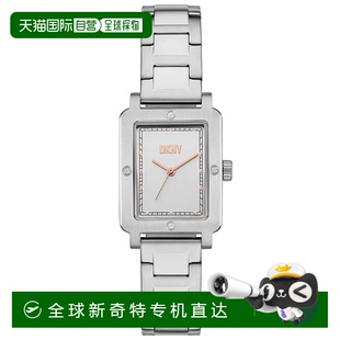 美国奥莱直发 自营 DKNY女式 城市铆钉银色表盘手表 银色
