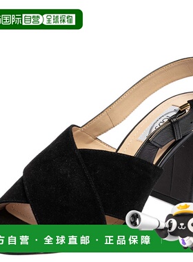 自营Tod's Black Suede And Leather Crisscross Block Heel Slin