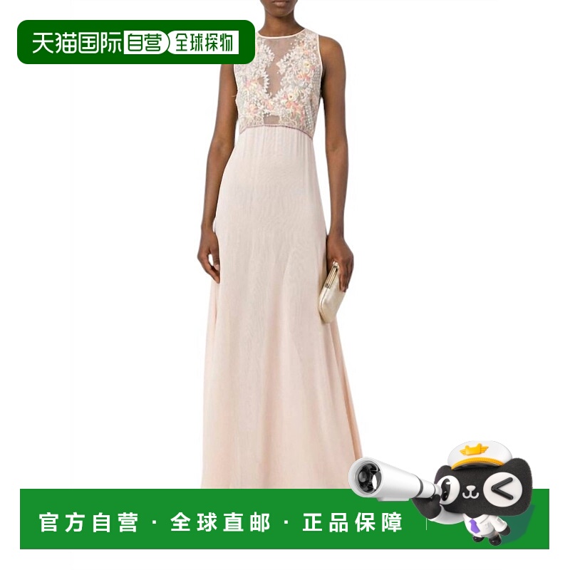 自营 amen桃色珠绣蕾丝紧身雪纺礼服 - 桃色 美国奥莱直发连衣裙