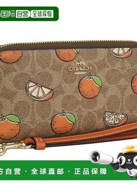 日本直邮Coach 女士长款钱包棕色多色LZA WLT SIG ORNG CAO92IMTA