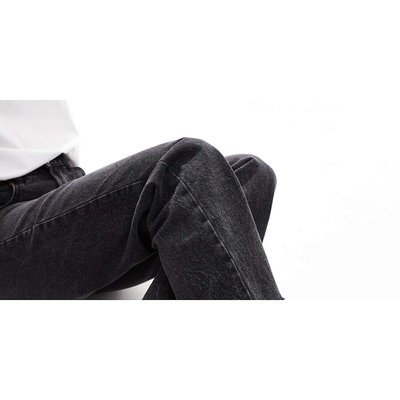 潮奢 ASOS 女士 Scribble 设计宽版粗跟中跟乐福鞋(黑色)