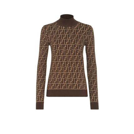 FENDI 女士针织毛衣 FZXC73ASJTF0GGE AW2024 棕色 Pull
