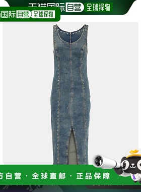 1h可退 香港直邮Blumarine 蓝色情人 女士 精饰牛仔中长连衣裙 00