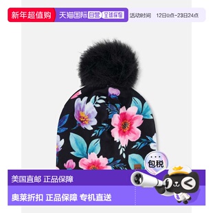 自营deux par deuxStretch Jersey Hat Black Printed Flowers wi