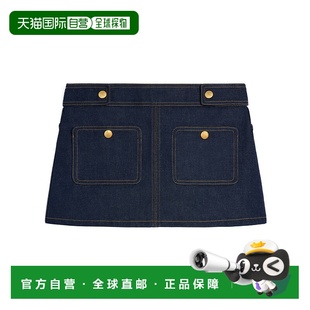 黑色 香港直邮CELINE AW2024 2S388224Z07IN 徽标牛仔 女士半身裙