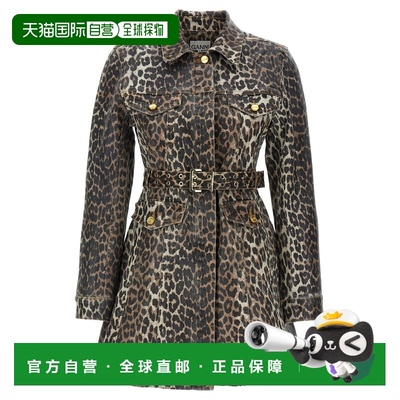 1h可退 香港直邮潮奢 GANNI 甘尼 女士 豹纹印花连衣裙 J1605