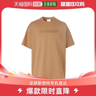 香港直邮Burberry 徽标印花宽松T恤 99新未使用 80553101
