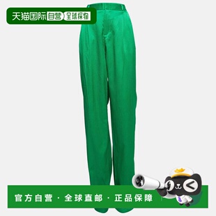 自营The Attico Green Satin Martellato Wide-Leg Pants - green