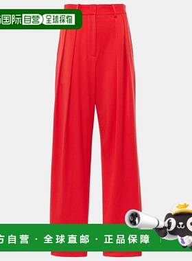 1h可退 香港直邮Staud 女士 Luisa 褶裥阔腿裤 001405 red红色 舒
