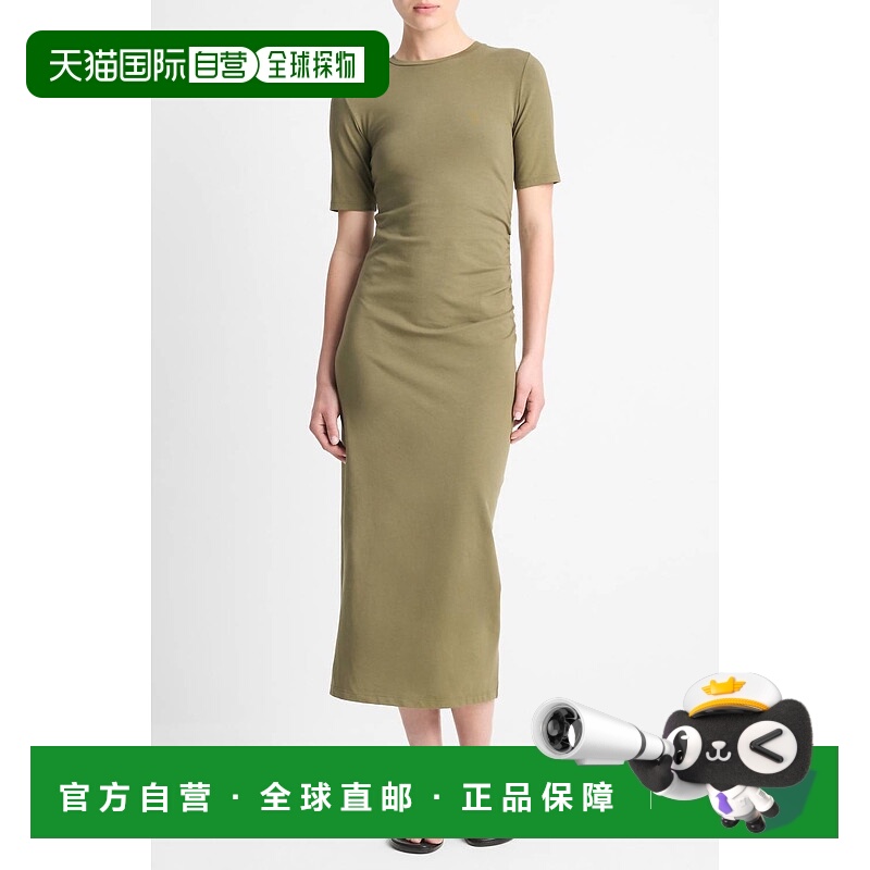 自营vince橄榄烟短袖迷笛裙-橄榄烟 美国奥莱直发