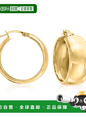 自营Ross-Simons 18kt 金镀纯银宽环耳环 - 黄色 美国奥莱直发