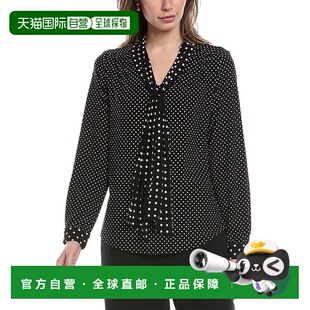 自营 Anne Klein Scarf Top - black 美国奥莱直发上衣女装