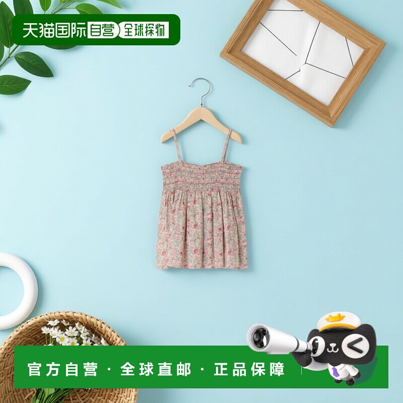 欧洲直邮Bonpoint小樱桃 Apolline 女孩棉质手工褶皱吊带衬衫