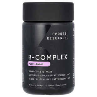 香港直邮Sports Research,B 族维生素复合物,植物基,60 粒素食