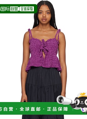 1h可退 香港直邮潮奢 GANNI 甘尼 女士 紫色开襟吊带背心 K1884