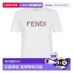 Women女装 香港直邮FENDI T恤 徽标刺绣短袖 24SS
