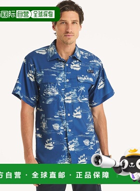 自营 Nautica男士Nautica Otf印花短袖上衣50+衬衫-冰蓝色 美国奥