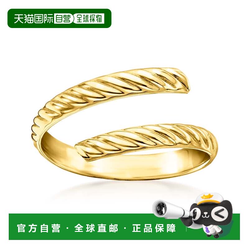 自营Ross-Simons 意大利 14kt 黄金罗纹旁路戒指 - 黄色 美国奥莱