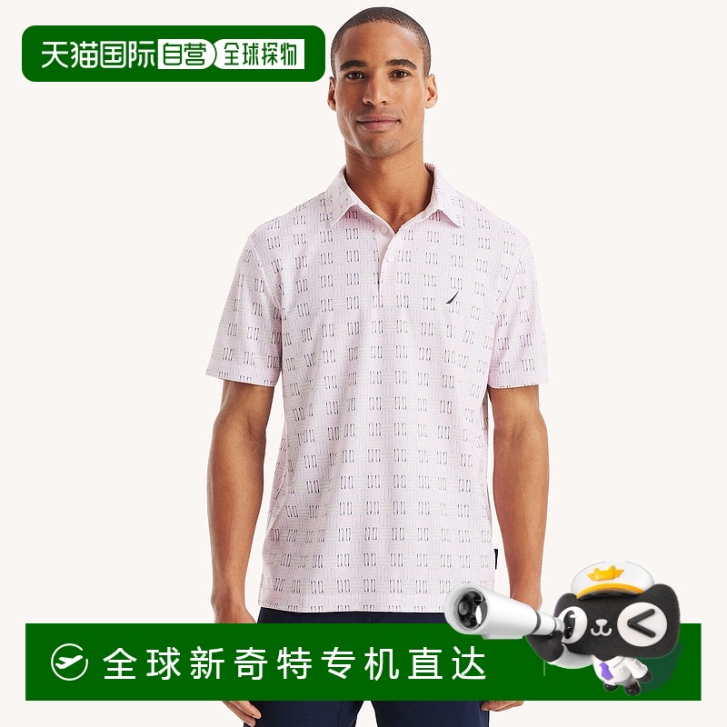 自营Nautica 男式 Navtech 经典版印花高尔夫 Polo 衫 - 摇篮粉色