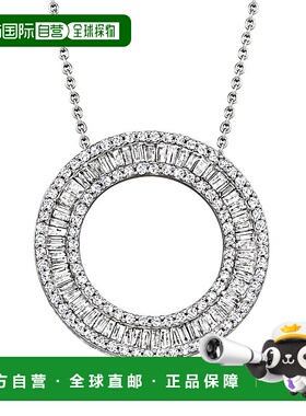 自营925 纯银 Ross-Simons 钻石圆形吊坠项链 - 16 英寸 美国奥莱