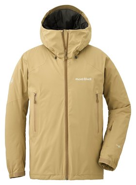 日潮跑腿Montbell蒙贝欧男士夹克衫黄色连帽保暖休闲运动1102534