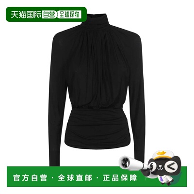 1h可退香港直邮Saint Laurent 缩褶衬衫 750261Y5F63长袖高领