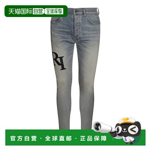 1h可退 香港直邮AMIRI 男士 徽标刺绣做旧紧身牛仔裤 AMDNSY1114