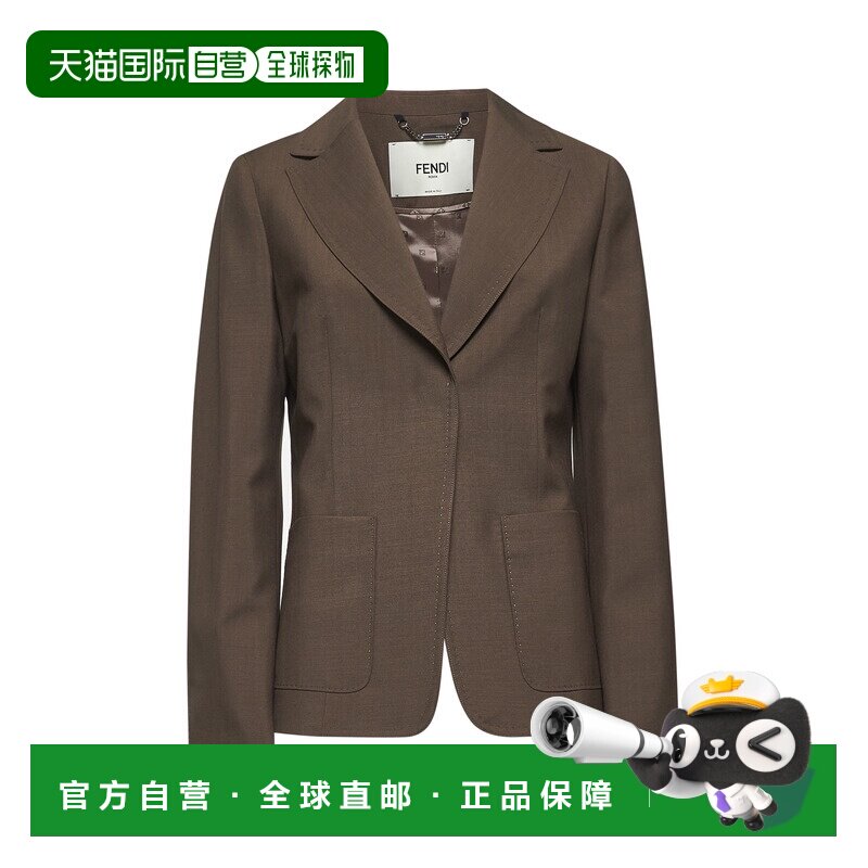 欧洲直邮FENDI 女士西服 FJ7624AQ3HF1RXG CO 棕色 长袖西装外套