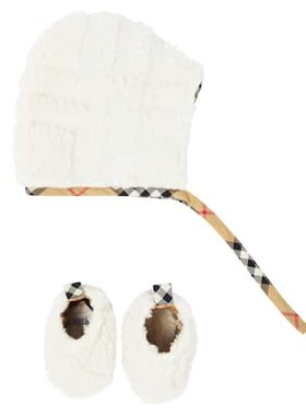潮奢 Burberry 巴宝莉 婴儿 bonnet and slippers 抓绒套装童装