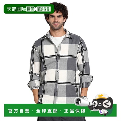 自营campus sutraMen's Coin Grey Overlap Buffalo Shirt - grey