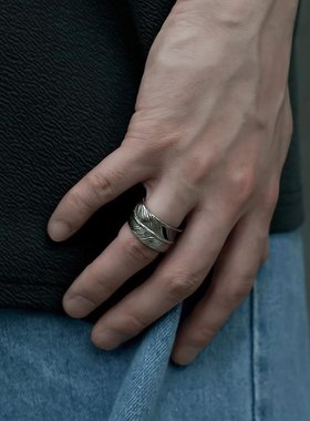 SBG 男士不锈钢羽毛戒指  sbgrg058