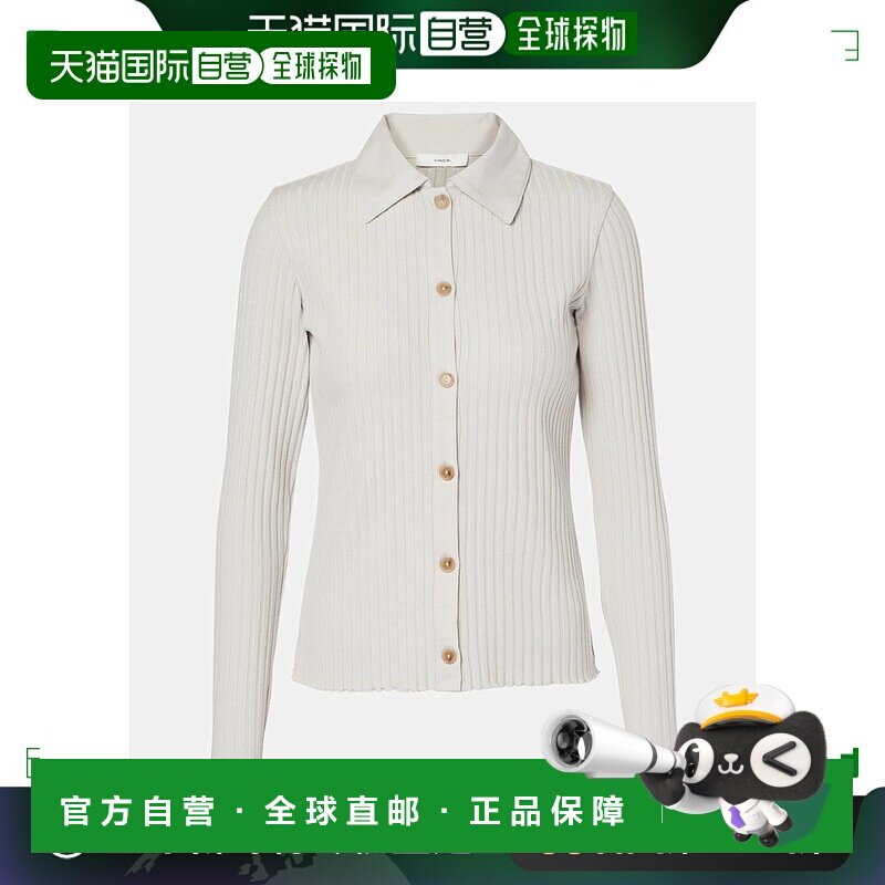 1h可退 香港直邮VINCE 女士 罗纹针织棉混纺套头衫Polo衫针织衫