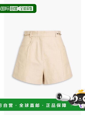 香港直邮Maje 女士 链条装饰亚麻棉混纺帆布短裤 MFPSH00536BEIGE