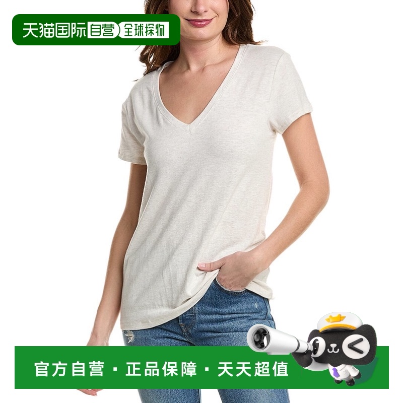 自营Splendid Kate Slub V-Neck T-Shirt - beige 【美国奥莱】直