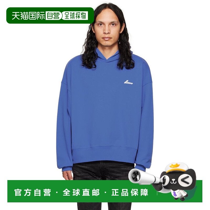 1h可退 【美国直邮】we11done 蓝色刻字符号连帽衫 男装卫衣 2223