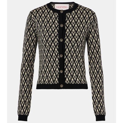 Valentino 华伦天奴 女士 Toute La V领初剪羊毛针织开衫 000276
