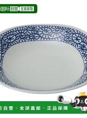 【日本直邮】美浓烧盘子 碟子 直径约21cm 章鱼蔓藤花纹 蓝色 日