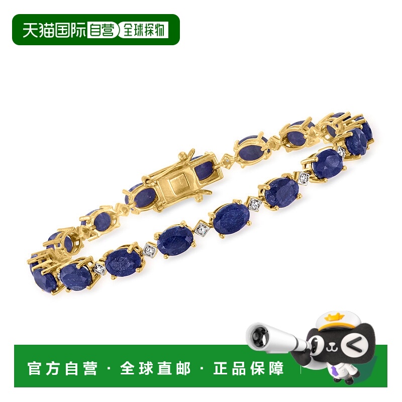 自营ross-simons罗斯-西蒙斯蓝宝石和 . 18kt 纯金钻石手链 - 8