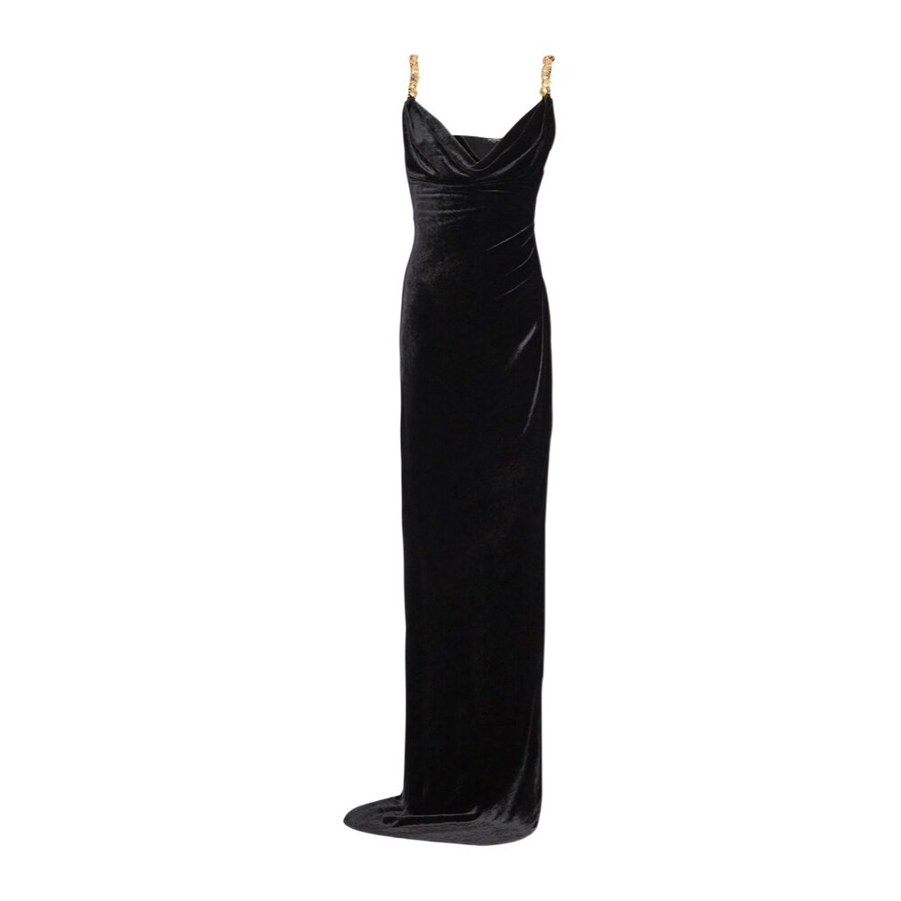 1h可退 BALMAIN 女士连衣裙 FF1RN290PC98EAD AW2025 黑色吊带