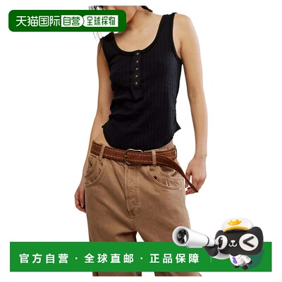 自营Free peoplecare FP Bryson Henley背心女式黑色勺子颈GBO282