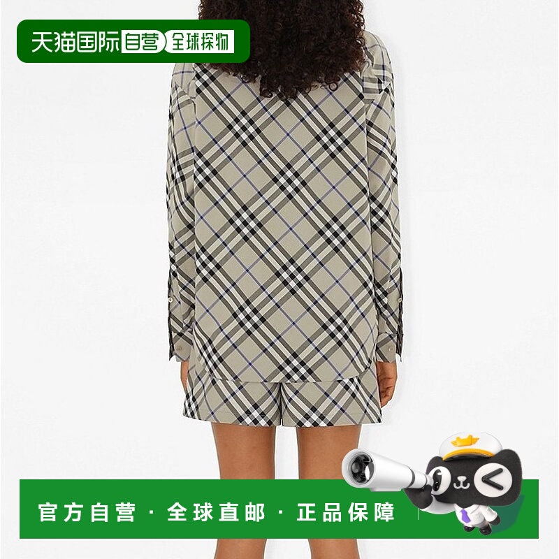 自营欧洲直邮Burberry/博柏利 女士青苔色棉衬衫