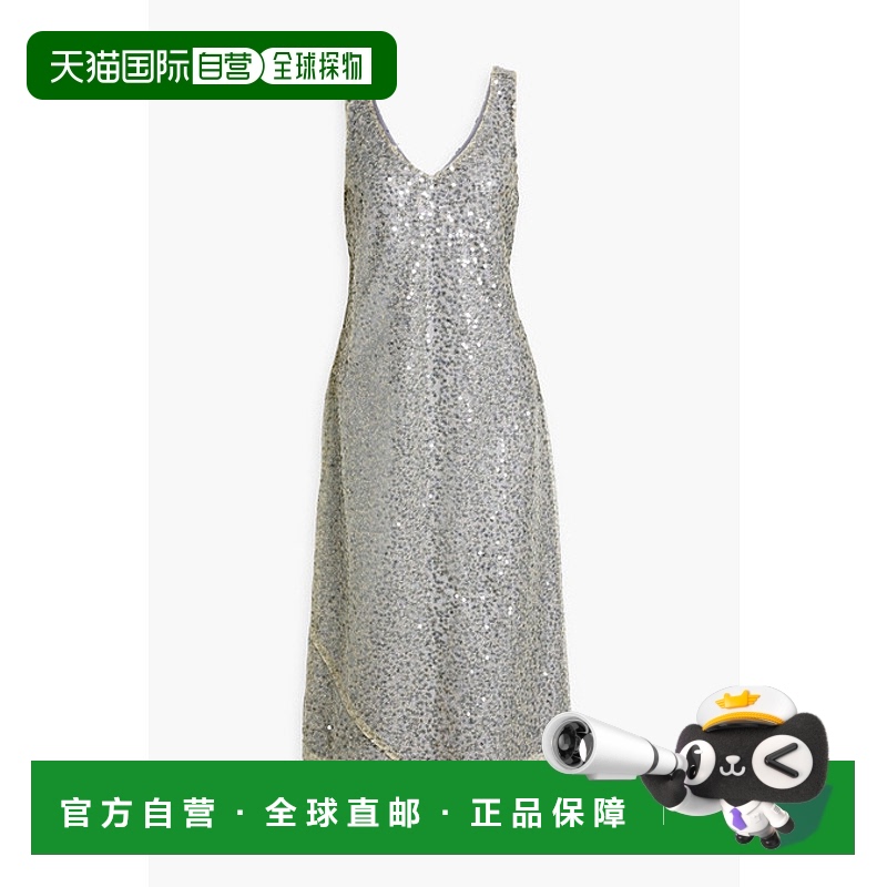 1h可退 香港直邮VINCE 女士 珠片金属感蕾丝中长连衣裙 V01105167