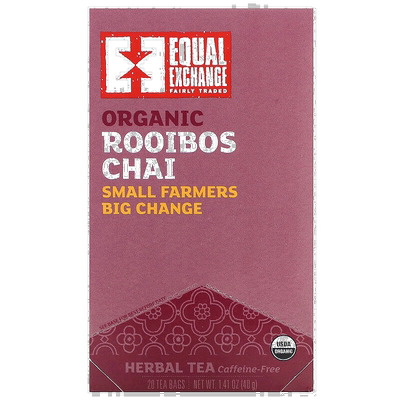 香港直邮公平交易,Organic Rooibos Chai, Herbal Tea, Caffeine-