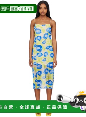 1h可退 香港直邮潮奢 GANNI 甘尼 女士 绿色 & 蓝色印花连衣裙 T3