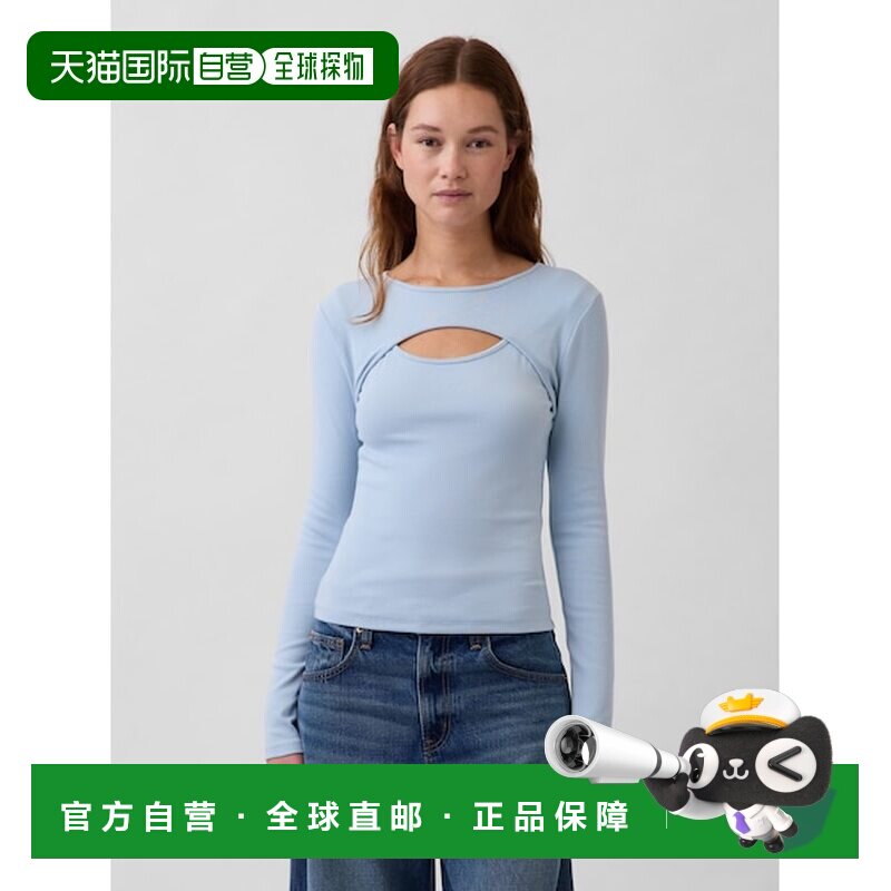 日本直邮GAP 现代剪裁T恤 女装长袖上衣[413525972]