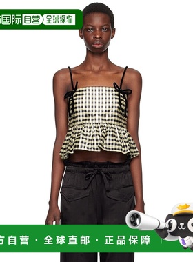 香港直邮潮奢 GANNI 甘尼 女士 黄色 Shiny Check 吊带背心 F9701